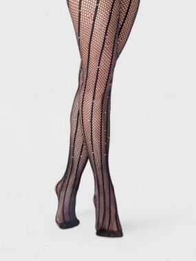 Women's Vertical Striped Openwork Pointelle fishnet tights sz M/L